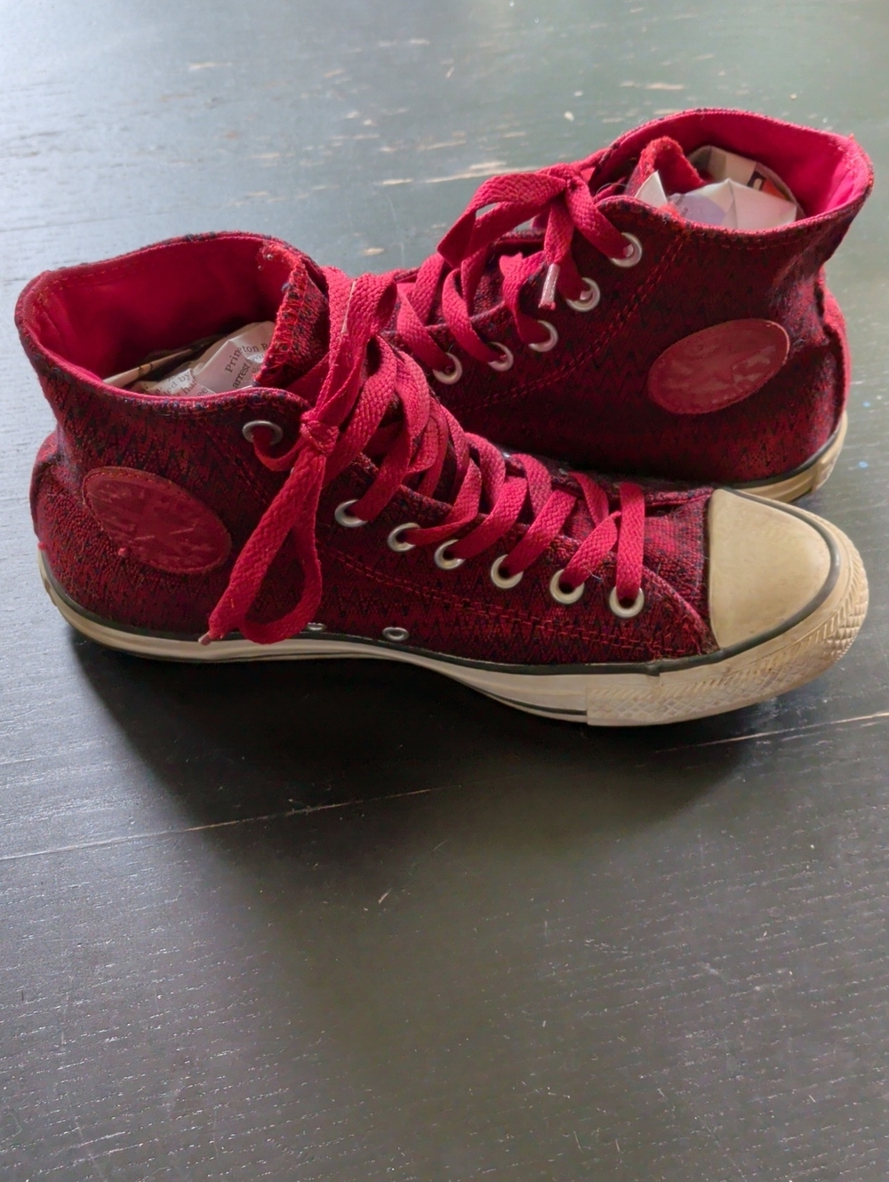 Converse Chuck Taylor High-Top Athletic Sneakers in Patterned Burgundy Red